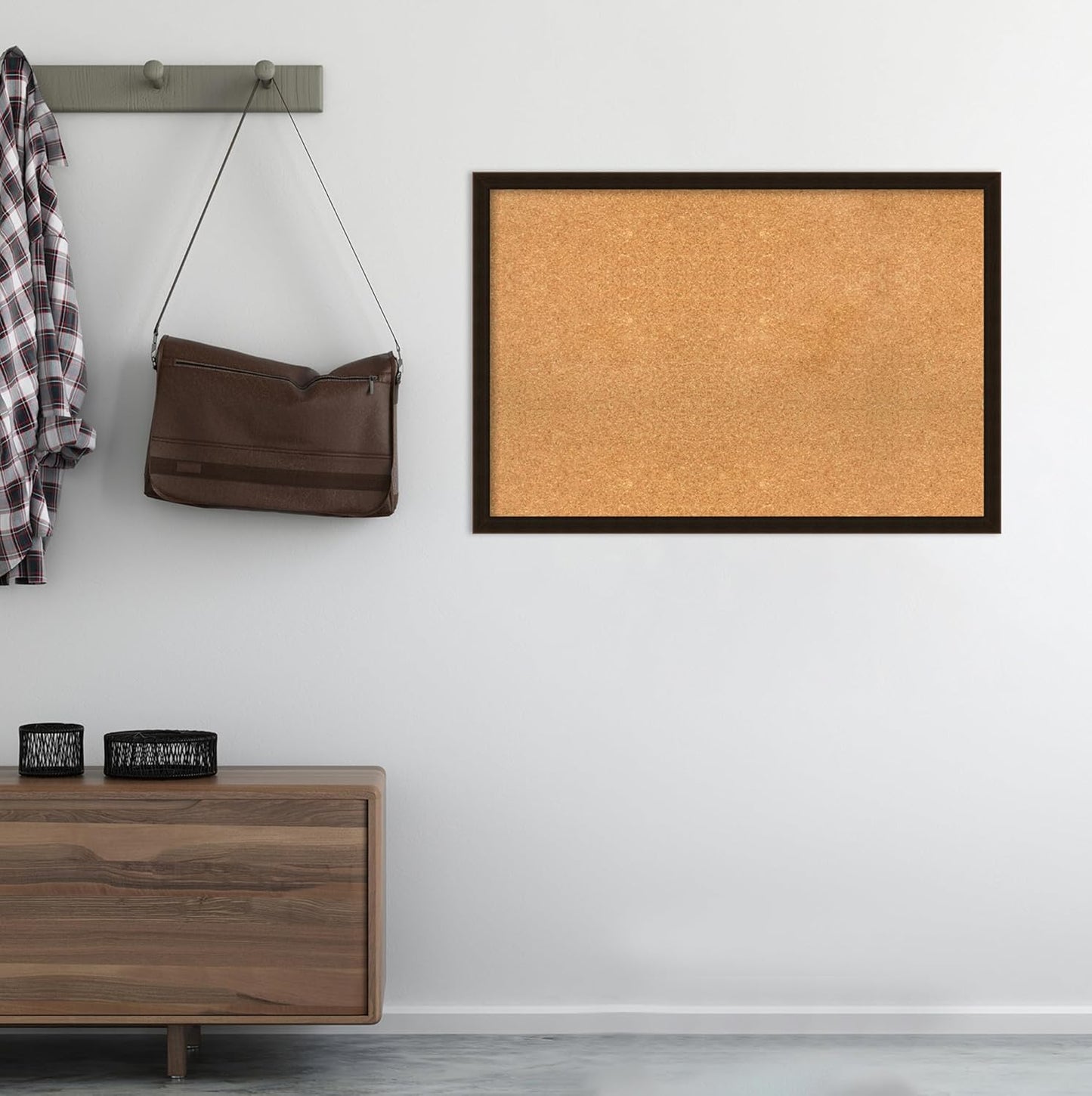 Amanti Art Natural Cork Board for Wall, 26x38 Vision Board with Brown Wood Frame, Large Corkboard Office Decor for Home Organization, Rustic Farmhouse Corkboard Pinboard to display items for home