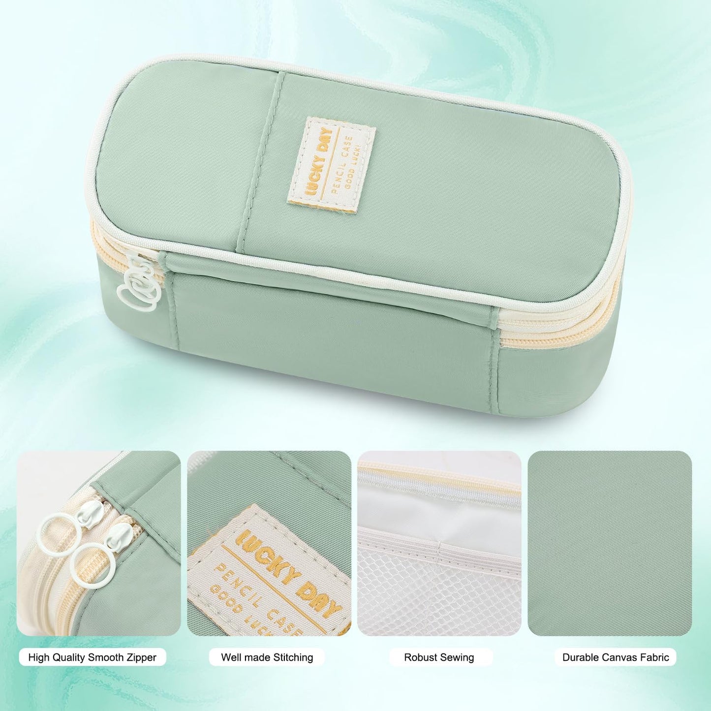 Pencil Case for Girls Kids Teens Adults Big Pencil Bag with Zipper Big Pen Pouch Large Stationery Pen Case Organizer for School Green