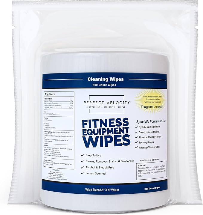 Fitness Gym Equipment Wipes - 4 Rolls of 800 Pre-Moistened Cleaning Refill Wet Wipes - For Upwards and Downwards Dispensers