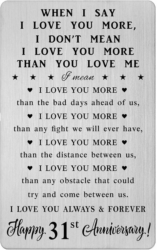 CPLJW 31st Anniversary Wallet Card Gifts for Husband, 31 Year Anniversary Steel Gifts for Men, Happy 31st Anniversary Romantic Gifts for Him