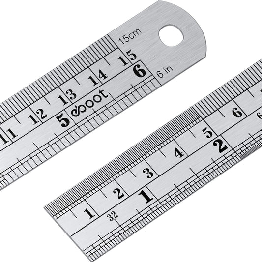Stainless 2 Pack Steel Ruler 6 Inch Metal Rule Kit with Conversion TableC