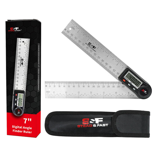 Digital Angle Finder Tool for Woodworking 7 inch / 200 mm, Stainless Steel with Case, Digital Protractor Angle Finder for Measurement by S&F STEAD & FAST