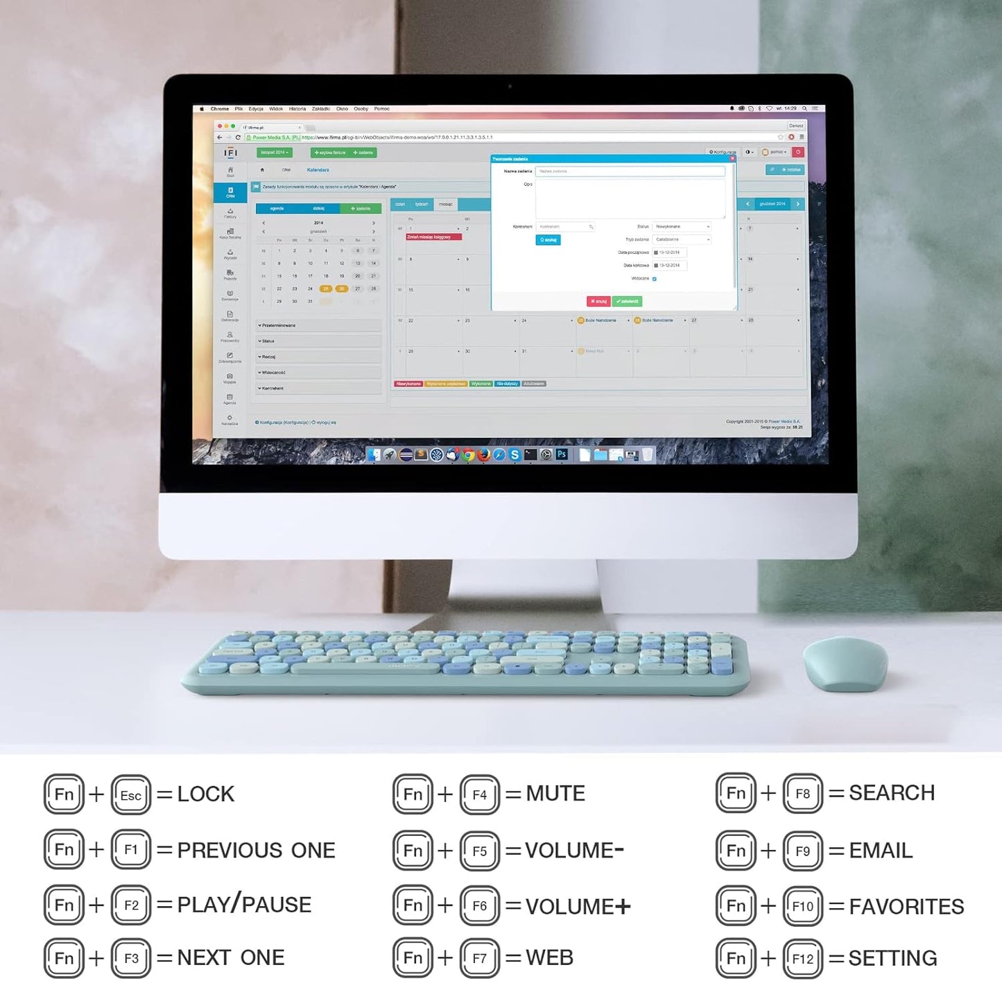 MOFII Wireless Keyboard and Mouse Combo, 2.4G Slim Full-Sized Ergonomic Keyboard Mouse for PC Desktop Laptops Windows (Blue Colorful)
