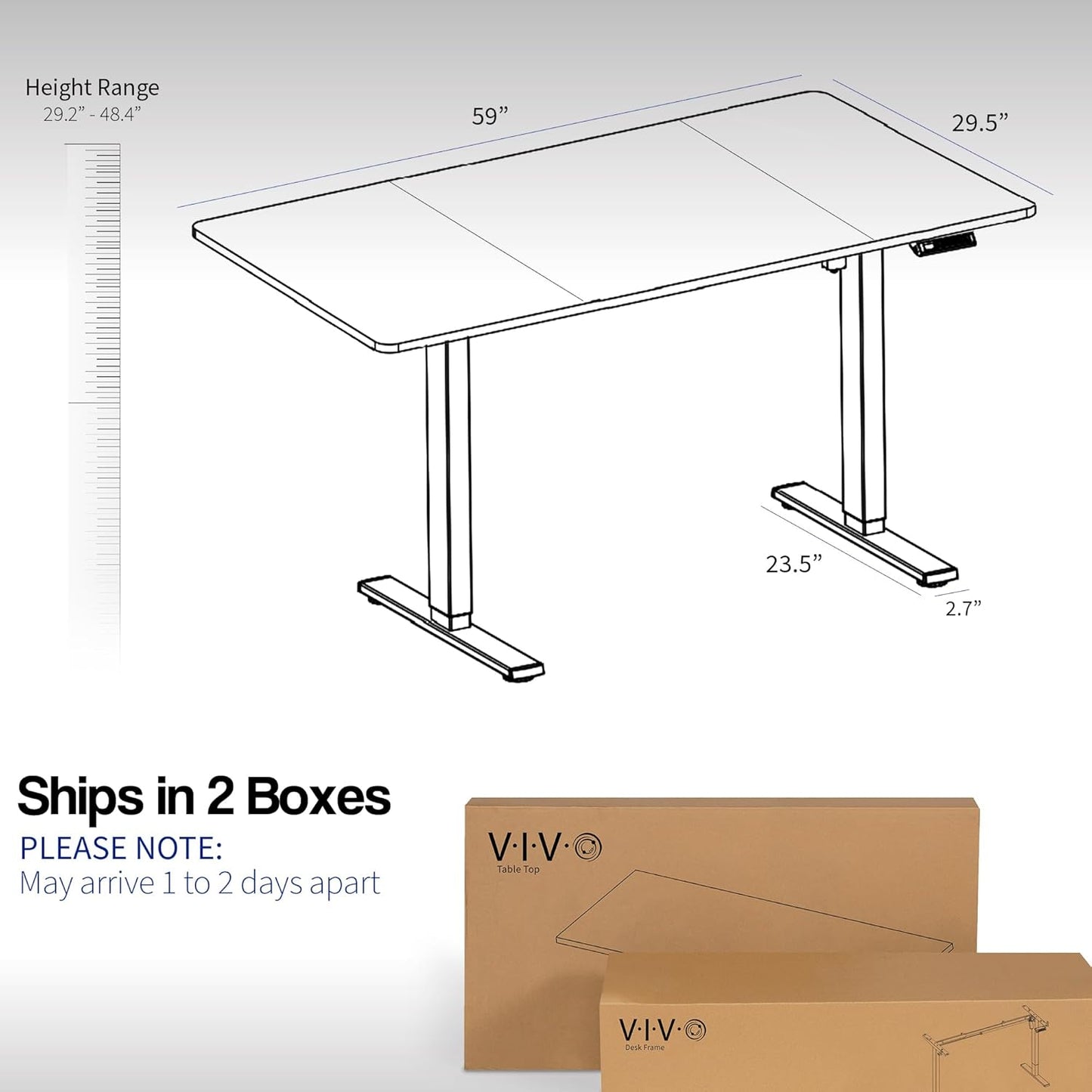 VIVO Electric 60 x 30 in Standing Desk, Memory Height Adjustment, 1B Series, White Top White Frame, DESK-KIT-1W6W-30