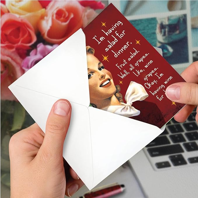 NobleWorks - Funny Happy Birthday Card with Envelope - Congrats Greeting Card, Birthday Fun - Salad for Dinner C9357BDG