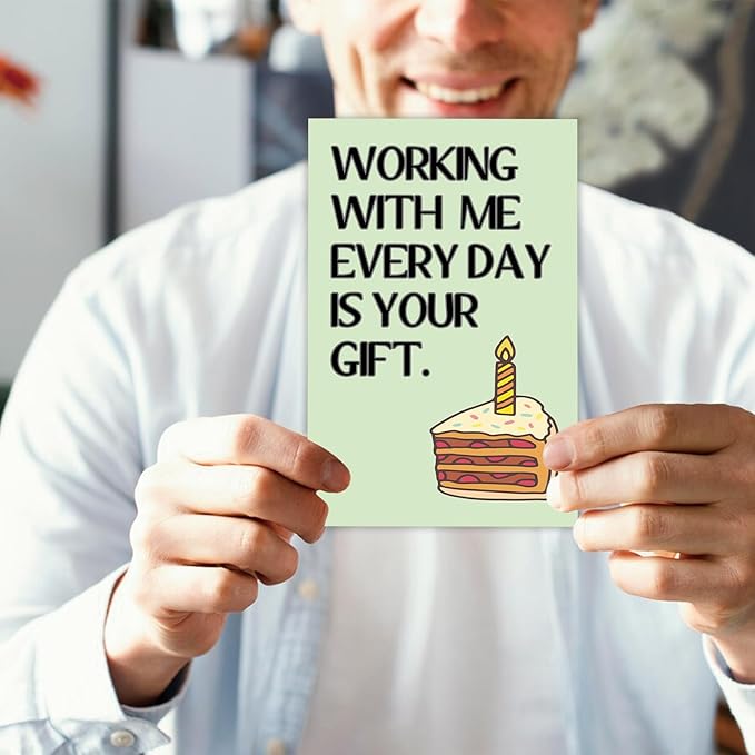 Funny Birthday Card for Coworker, Hilarious Office Birthday Card for Boss Friends Coworker, Working With Us Everyday Is Your Gift