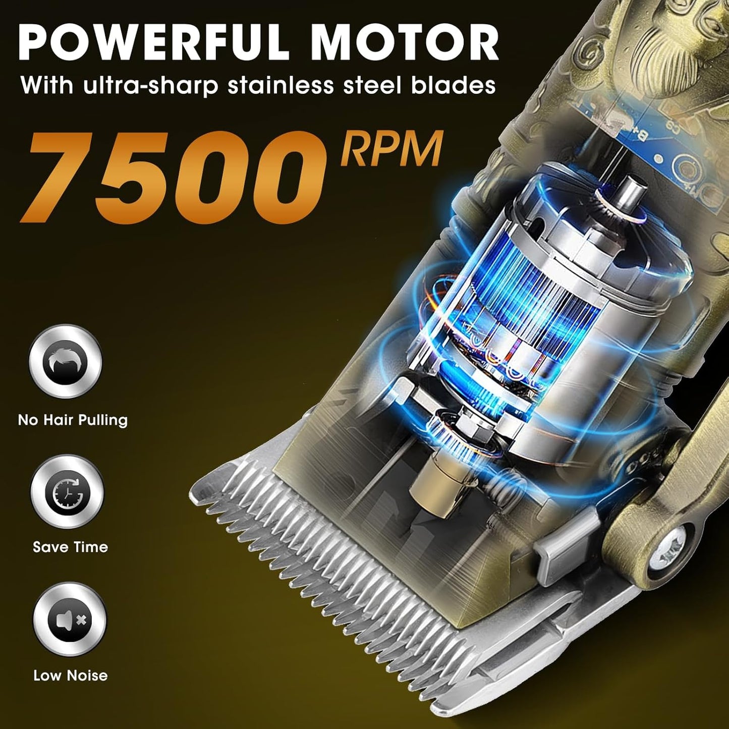 RESUXI Professional Hair Clippers for Men Electric Razor Shavers Nose Hair Trimmer and Detail Trimmer 5 Pcs Set，Cordless Beard Trimmer Barber Clippers for Hair Cutting Mens Grooming Kit