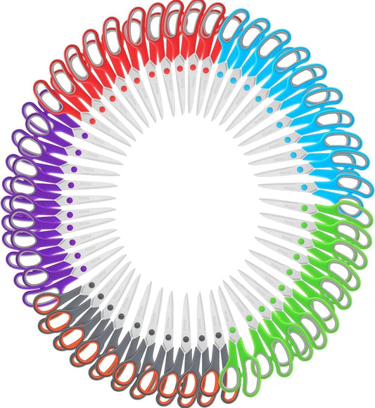 Scissors Bulk Set of 100-Pack, Niutop 8" Multipurpose Sharp Sewing Craft Fabric Scissors for Office Home High/Middle School Student Office Teacher Art Supplies, Soft Comfort-Grip Right/Left Handles