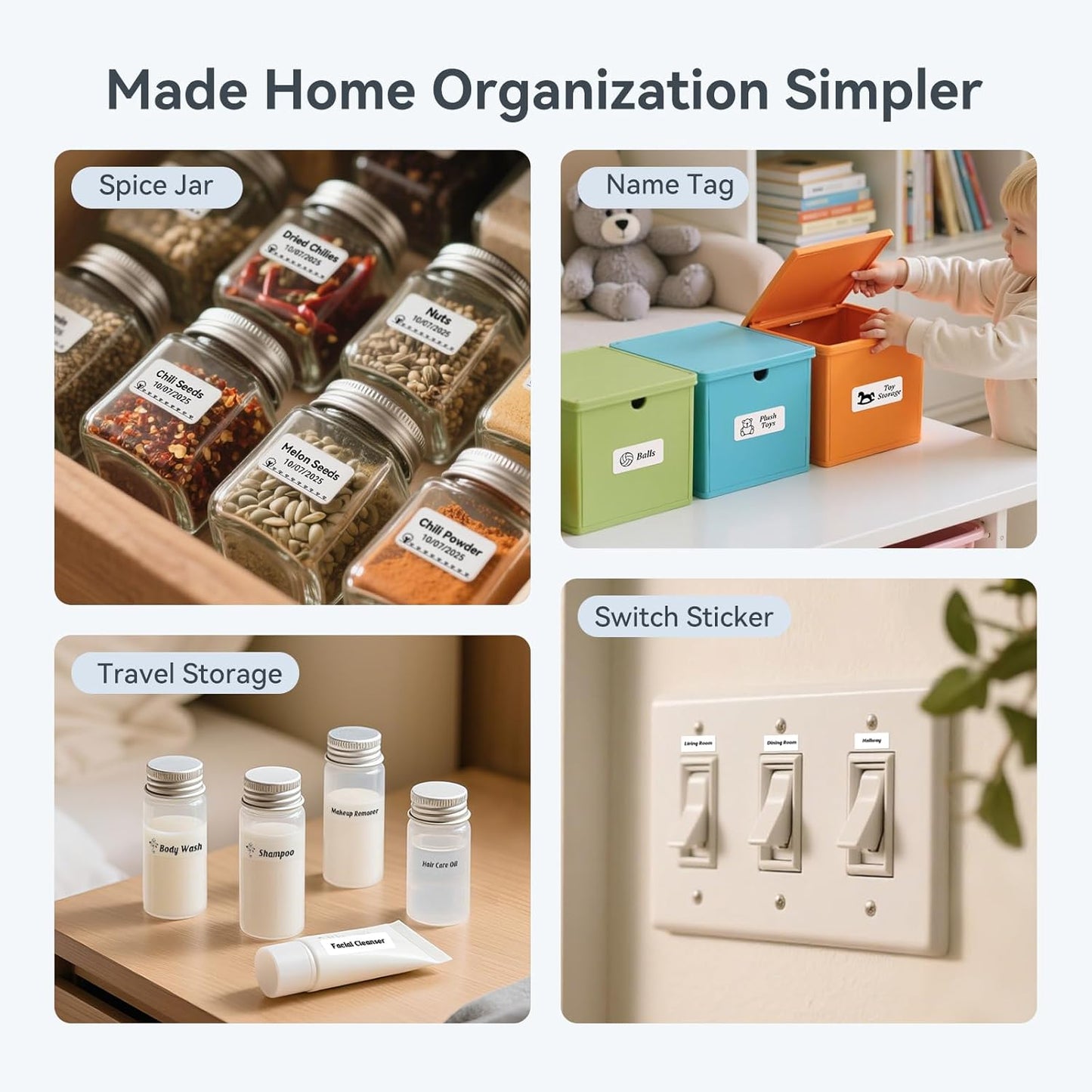 NIIMBOT D110 Upgraded Version Mini Label Maker Machine with Tape, Portable Bluetooth Thermal Printer, Sticker Labeler with Multiple Templates for Office Organization Home Kitchen School, Blue