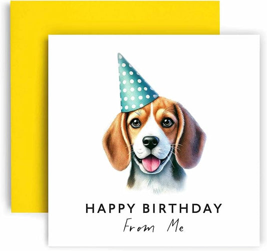 Huxters Birthday Card from the Dog – Beagle - Happy Birthday to Dog Mum and Dog Dad – Birthday Card from the Dog to Friends Family First Birthday (Beagle)