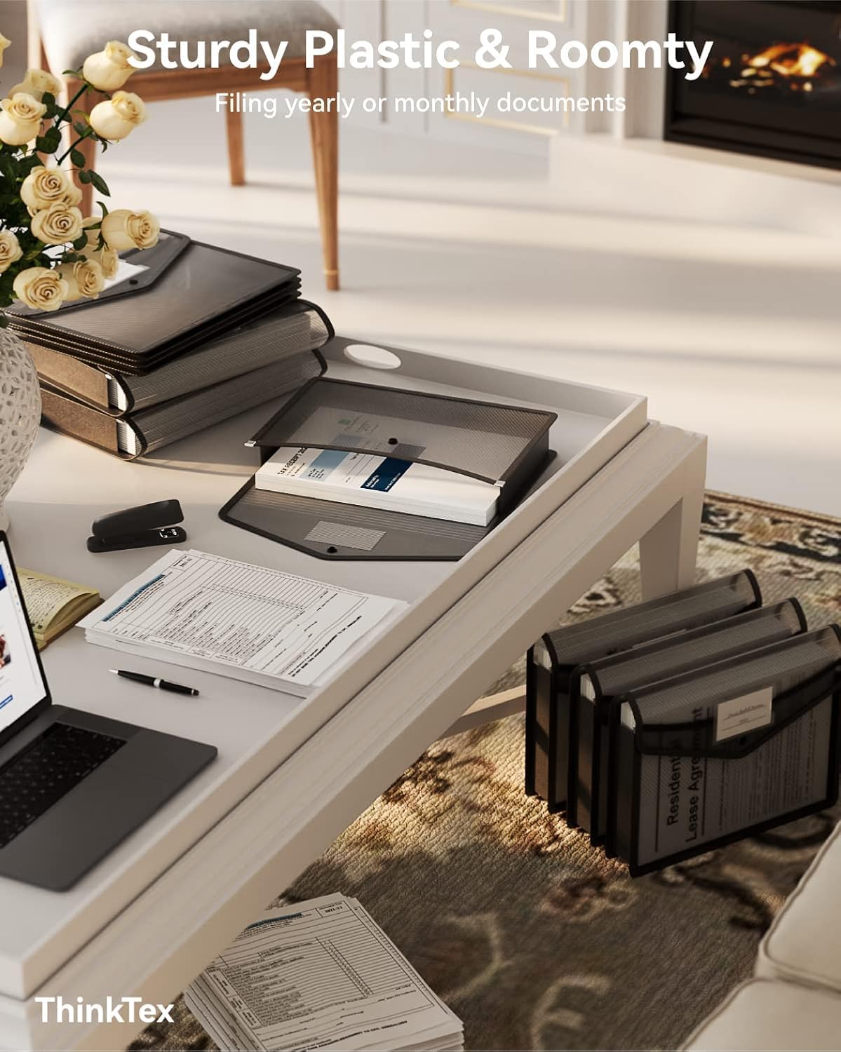 ThinkTex Plastic Expanding File Folder, Transparent envelopes with Snap Closure, Home &Office&School & Hospital No Dividers, Large Capacity, Clean envelopes, Fit Letter/A4 Size - 10 Pcs