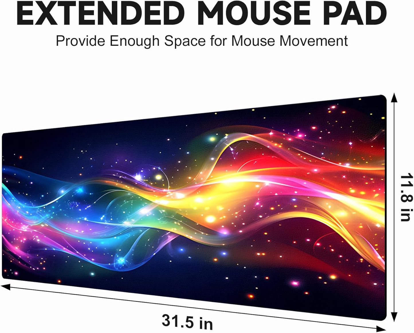 Large Gaming Mouse Pad (31.5"x11.8") - XXL PU Leather Waterproof Desk Mat with Non-Slip Rubber Base for Keyboard, PC & Office