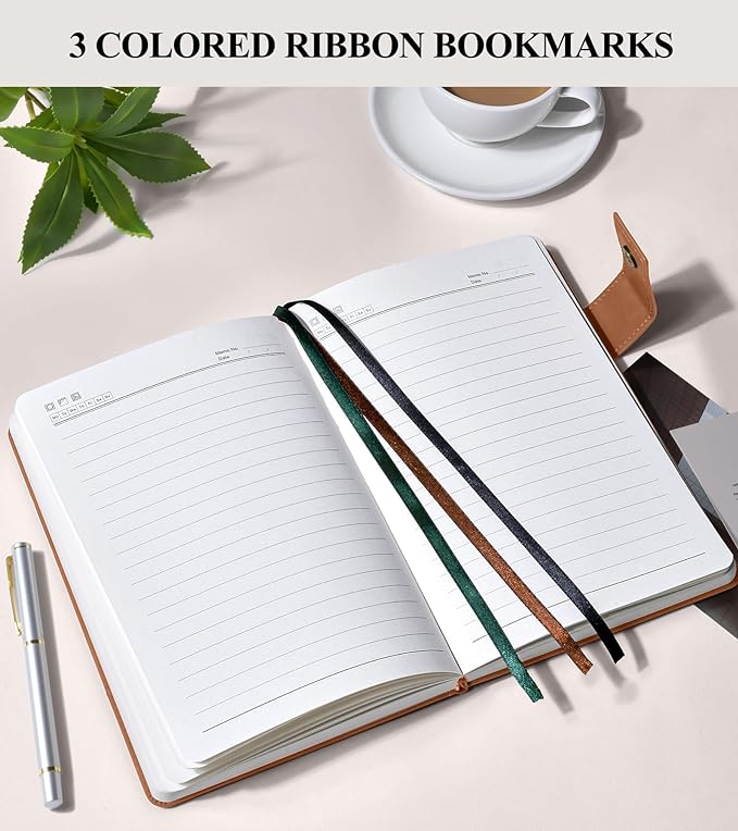 365 Page Thick Lined Journal Notebook for Men Women, A5 Leather Journals for Writing, Hardcover Notebooks for Work, School, Note Taking,Travel, Business,Personal Diary, College Ruled 5.9" x 8.4"