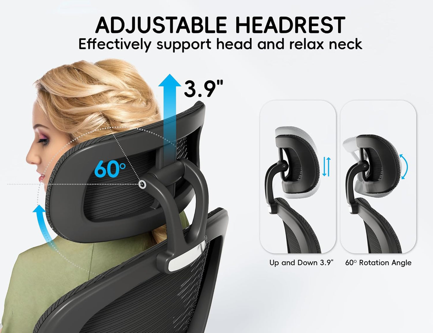 TRALT Office Chair - Ergonomic Office Chair with Back Support, Computer Chair - Home Office Desk Chairs, 330lbs Wide Seat Big and Tall Office Chairs with Headrest, Comfy Desk Chairs (Black)