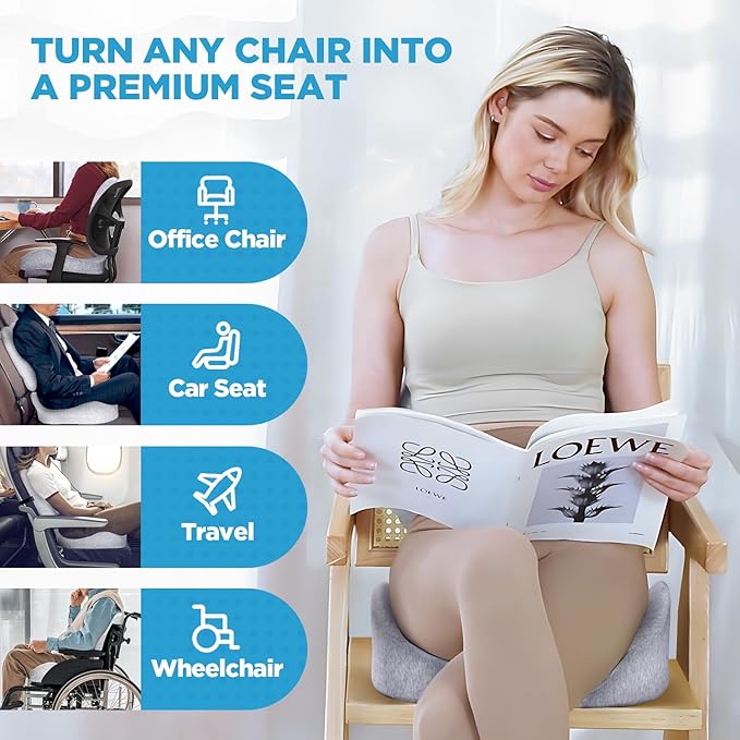 BEAUTRIP Seat Cushion Charcoal Memory Foam Cushion for Office Desk Chair, Car Driving Seat - Sciatica, Tailbone & Back Pain Relief Donut Butt Pillow - Seat Pad for Elderly, Drivers, Office Workers