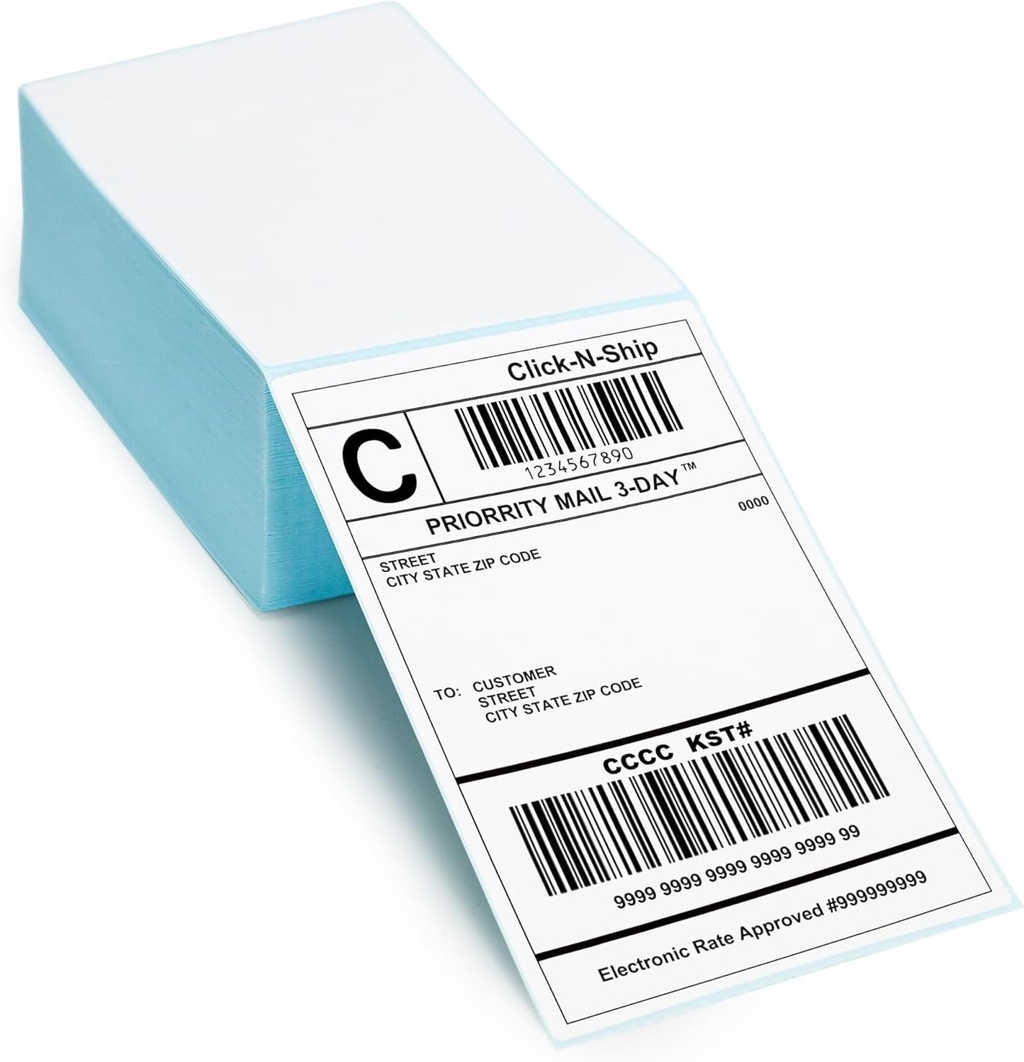L LIKED 500 Fanfold 4 x 6 Thermal Labels, with Perforated Line Shipping Labels, Compatible with Zebra & Rollo Printer, White, Commercial Grade