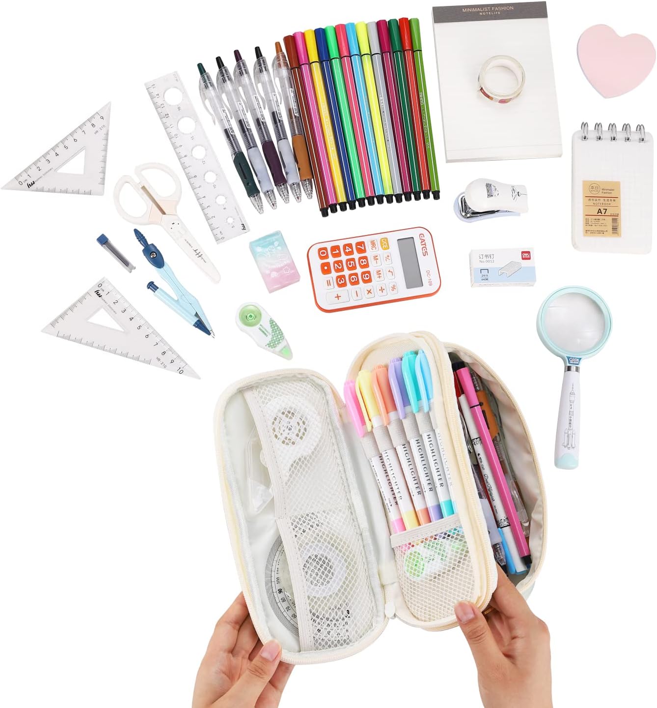 Big Pencil Case Large Capacity Pencil Bag with Zipper Pencil Pouch for Girls Boys Kids Adults Stationery Pencil Pen Case Organizer for School Office Green