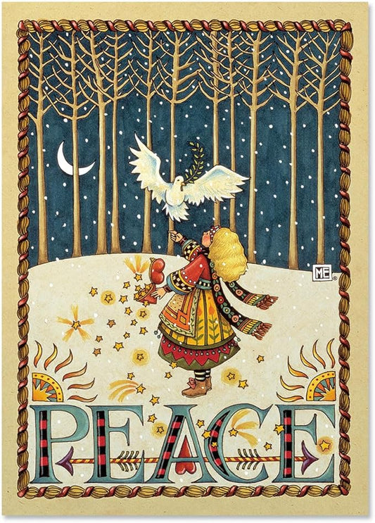 Current Peace Dove Personalized Christmas Greeting Cards Set © Mary Engelbreit - Set of 18 Large 5 x 7-Inch Folded Cards, Themed Religious Holiday Card Value Pack, Envelopes Included