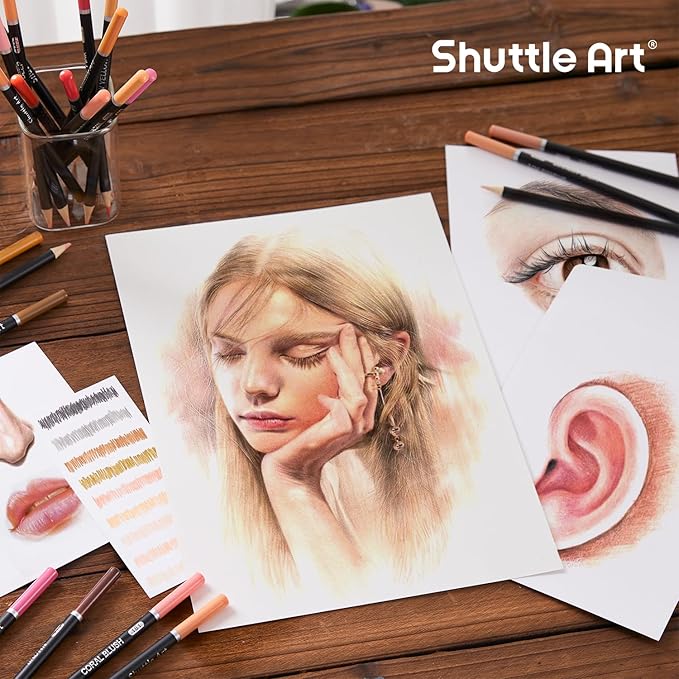 Shuttle Art 36 Skin Tone Colored Pencils, Colored Pencils for Adult Coloring, Soft Core Color Pencil for Adults Kids Artists Beginners Drawing Coloring Sketching