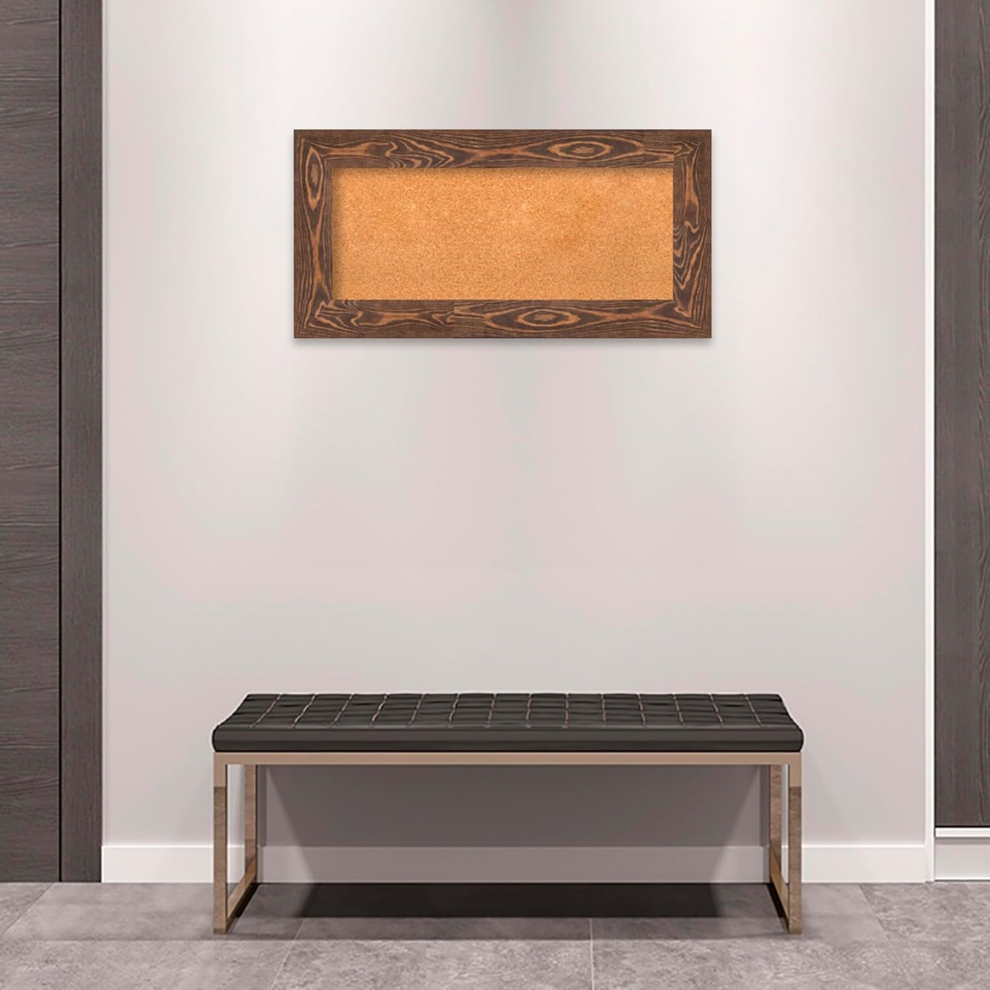 Amanti Art Natural Cork Board for Wall, 18x36 Vision Board with Brown Wood Frame, Medium Corkboard Office Decor for Home Organization, Country Rustic Corkboard Pinboard to Display Items for Home