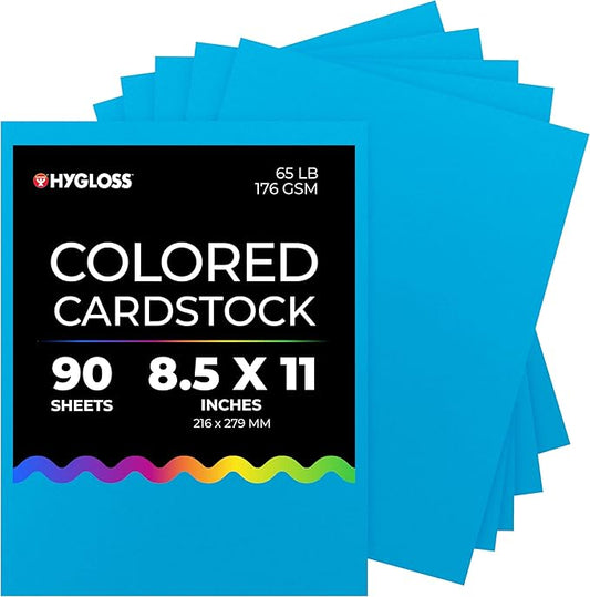 Hygloss Dark Blue Bright Colored Cardstock - 8.5x11-Inch, 90 Sheets, 65 lb/ 176 gsm, Fade-Resistant, Acid-Free Color Card Stock Paper