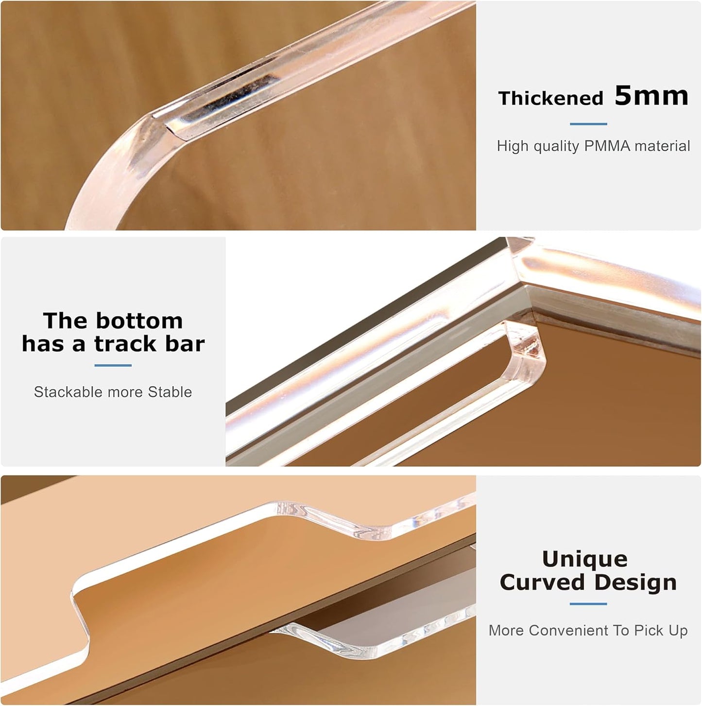 2 Pack- Stackable Paper Letter Tray, Enlarged A4 File Desk Organizer Acrylic Desk Organizers and Accessories Sorter Tray, Clear Workspace Office Supplies Organizers, 13.78inx9.25inx3.62in