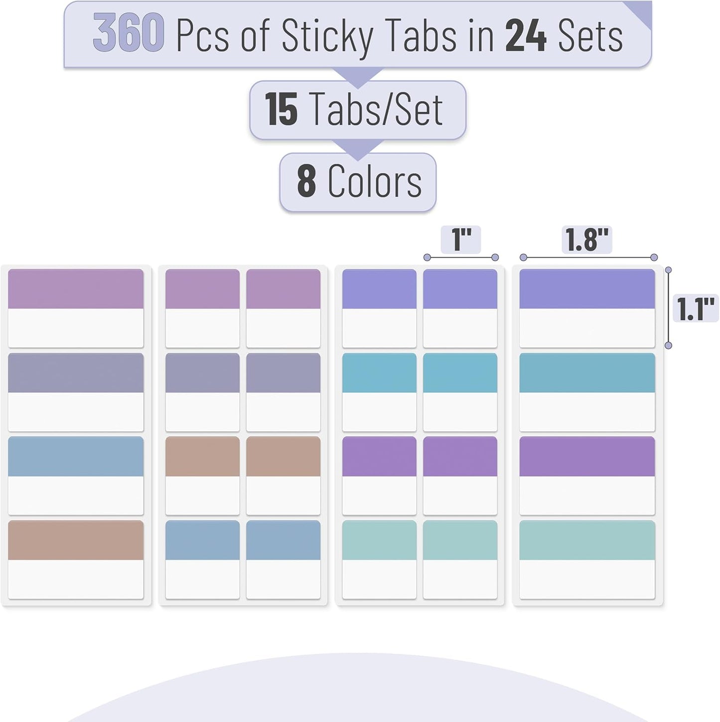 Mr. Pen- Sticky Index Tabs, 360 Pcs, Pastel Sticky Tabs for Notebooks, Page Markers, Page Tabs for Binders, Page Tabs Sticky Tabs for Books, Notebook Tabs, Book Sticky Tabs for Notebooks