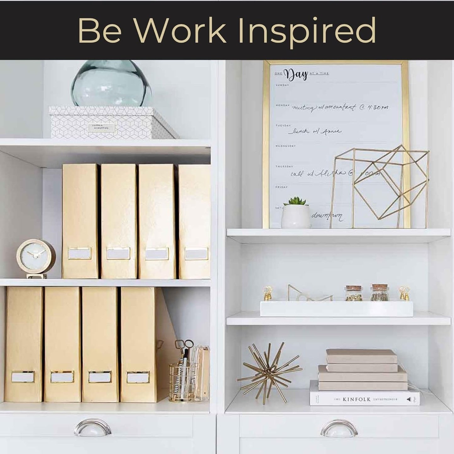 BLU MONACO Gold Magazine File Holder Set of 4 – Stylish Desk Organizer for Home & Office - Elegant Supplies, Bookends & Durable File Holders for a Gold Office Decor