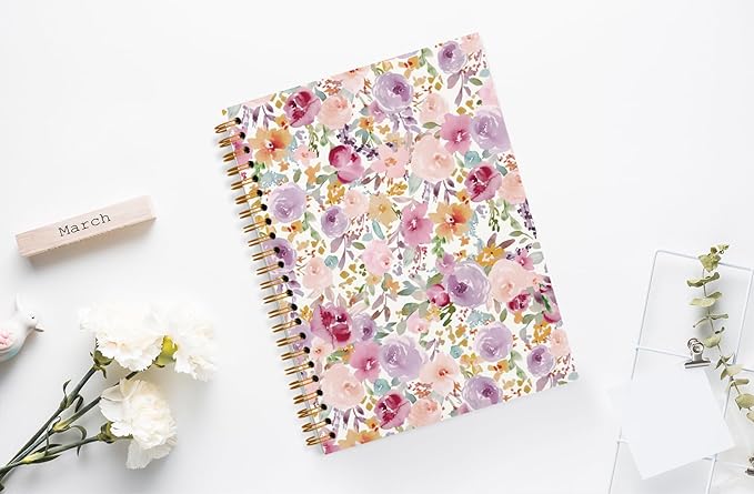 Vintage Spring Flowers Spiral Notebook 5.5x8.3,Retro Floral Cottagecore Notebook Journal for Work Office School Student Teacher,Gift for Flower Lovers