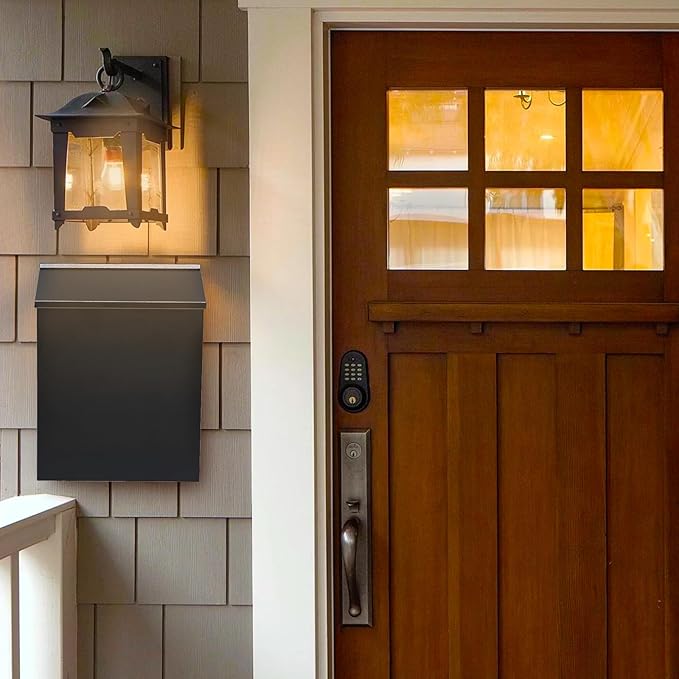 KYODOLED Convenient and Durable Wall Mount Mailbox for Outside, Easy Installation, Ample Storage Space to Accommodate Standard-Sized Letter, Magazine, Check, Black, Drop Box for Home or Apartment