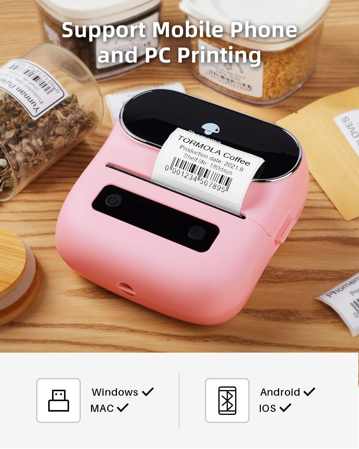 Phomemo M220 Portable Thermal Label Makers, Wireless Label Printer for Address, Labeling, Mailing, Office Supplies Organizing, Label Maker Machine with Tape, Sticker Printer with 3 Rolls of Labels