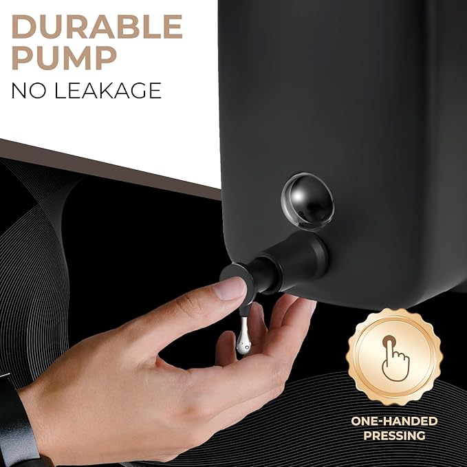 Commercial Soap Dispenser Wall Mount Stainless Steel Soap Dispensers Liquid Manual Anti-Leak Pump Hand Soap Dispenser for Bathroom Kitchen Black (17 fl.oz./500ml)