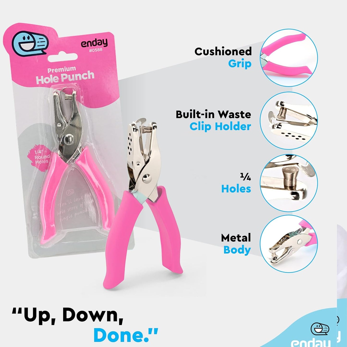 Emraw (24 Pack) Premium Single Hole Paper Punch Cushion Grip Heavy Duty Hole Puncher for Greeting Cards Scrapbook Notebook Puncher Craft Paper Hand Tool