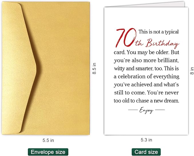 Chenive 70th Birthday Card for Him Her, Uplifting 70 Years Old Birthday Card for Men Women Friend, Funny 70th Birthday Card for Mom Dad Grandpa Grandma Husband Wife