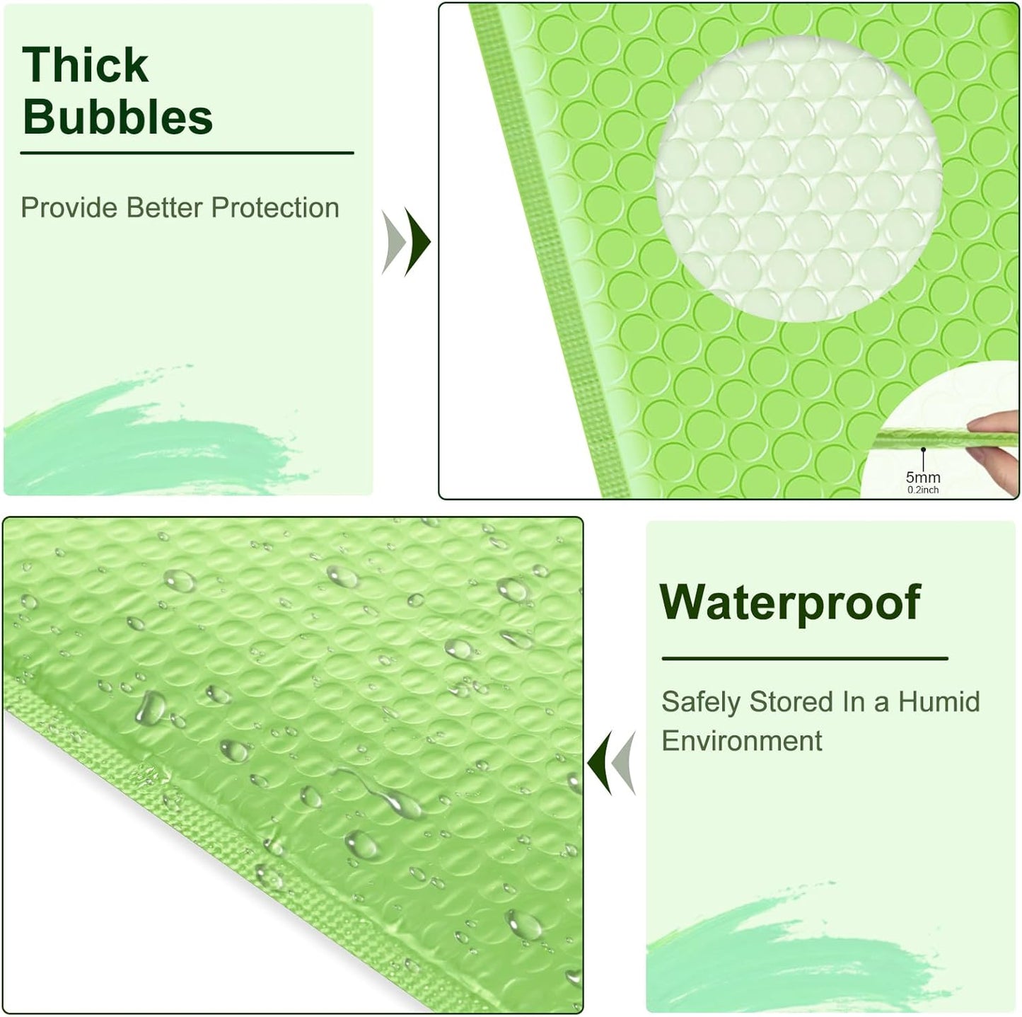 10.5x16 Poly Bubble Mailers #5 Padded Envelopes, 25Pcs Self Seal Mailing Envelopes Bubble Padded Mailers (Light Green)