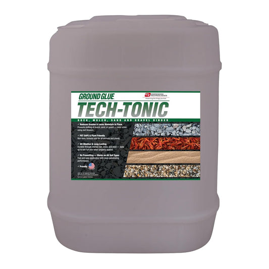 Ground Glue Tech-Tonic Landscape Adhesive for Rock, Mulch, and Sand, Weatherproof Long-Lasting Stabilizer for Trails & Slopes, Pet-Safe Binder for Pea Gravel, Bark & Flower Beds, 5 Gallon Tote