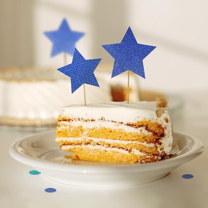 Double-sided Blue Glitter Cardstock 8.5x11- Goefun Metallic Paper, 24 Sheets 280 GSM/100LB Blue Cardstock for Card Making, Cricut, Graduation Cap Decorations