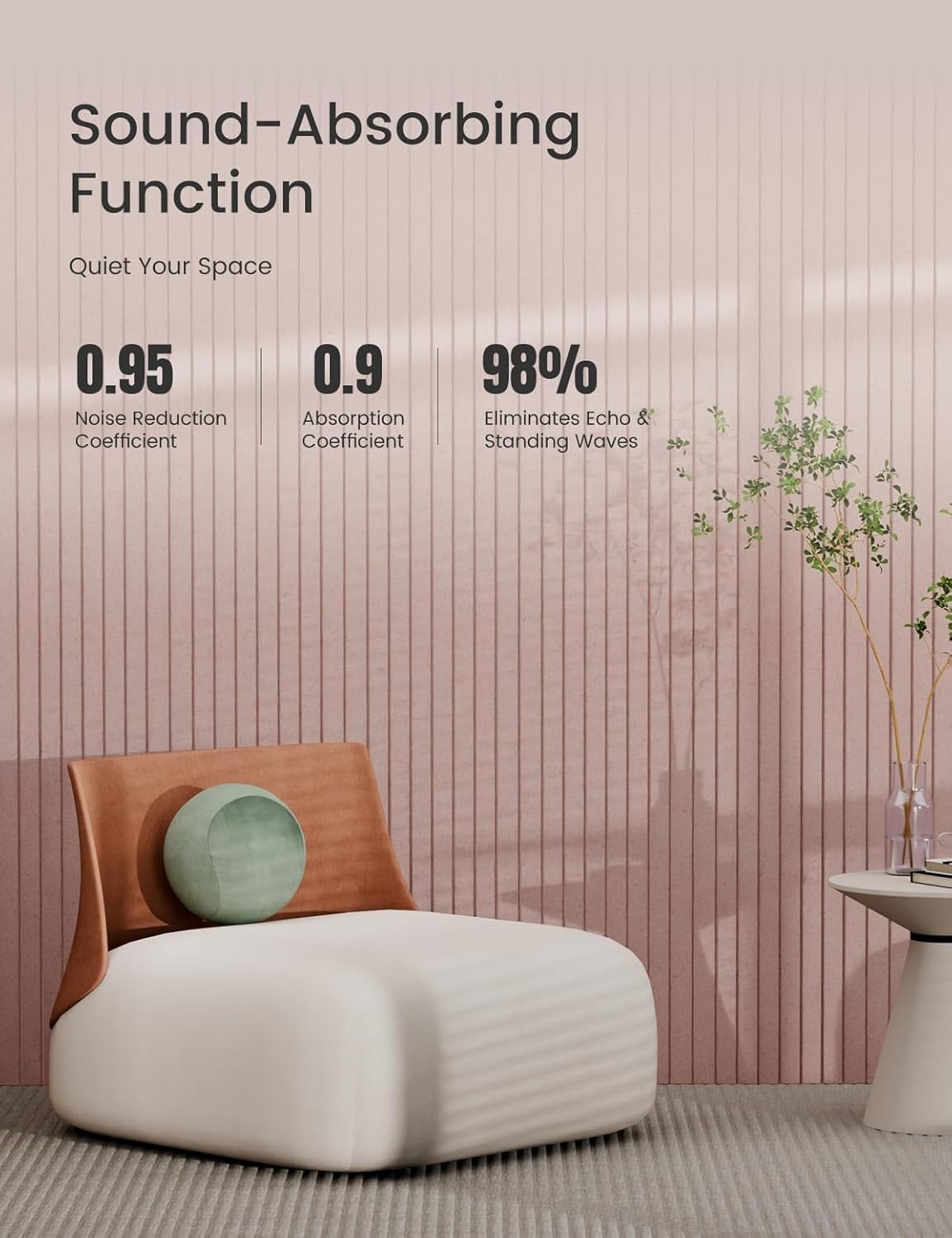 Bumusty Large Cork Board Alternative-36 x24 Felt Bulletin Board Tiles, with 30 Pushpins, 40 Adhesive Tabs, 6-Pack Slat Wall Paneling, Cork Boards for Office Push Pin Board Felt Board-Coral