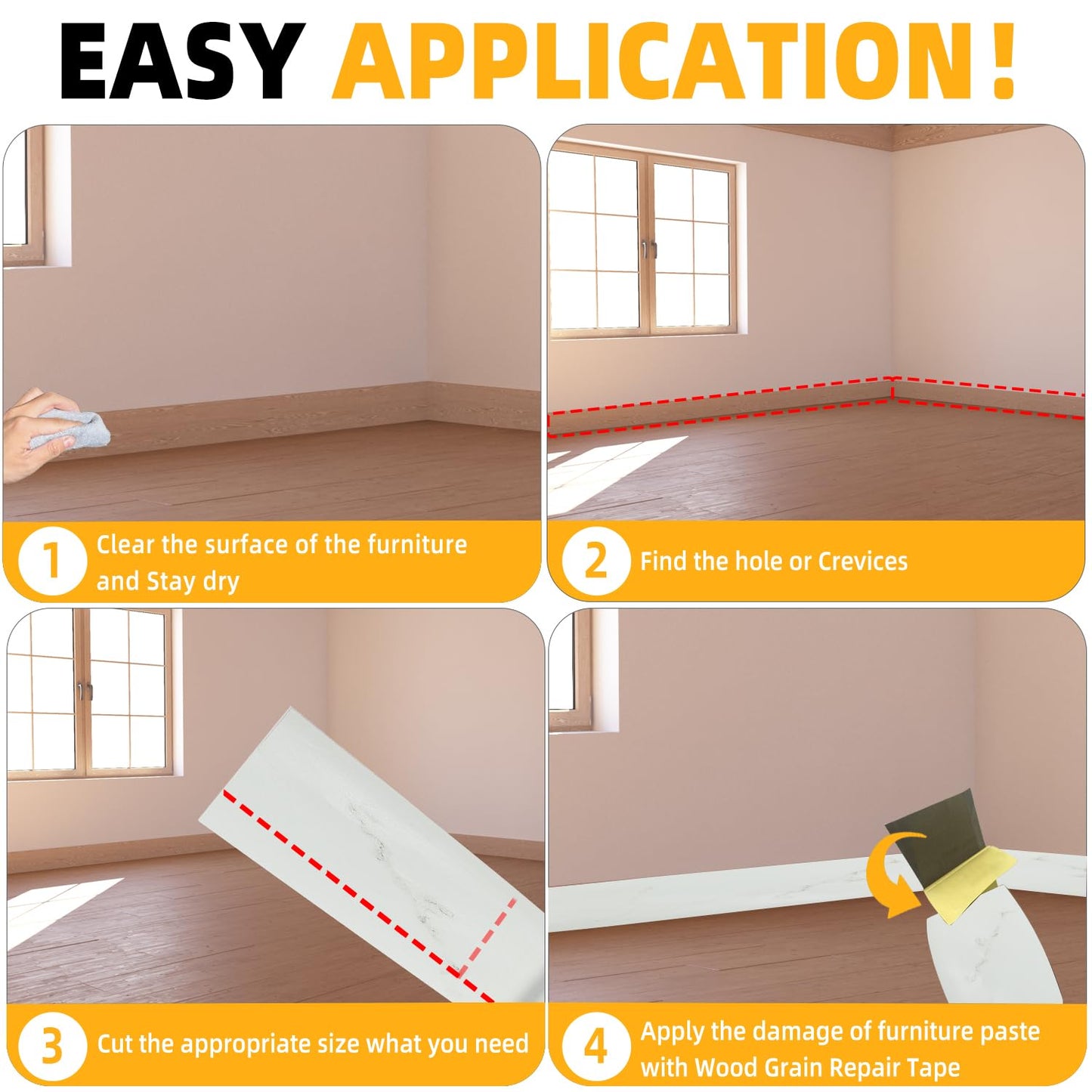 GSCIT Club Wood Grain Repair Tape, 2.3 inch X 25ft Self Adhesive Marble Grain Repair Patch for Tables, Chairs, Baseboards, Doors, Windows, Floors, Handicraft DIY.