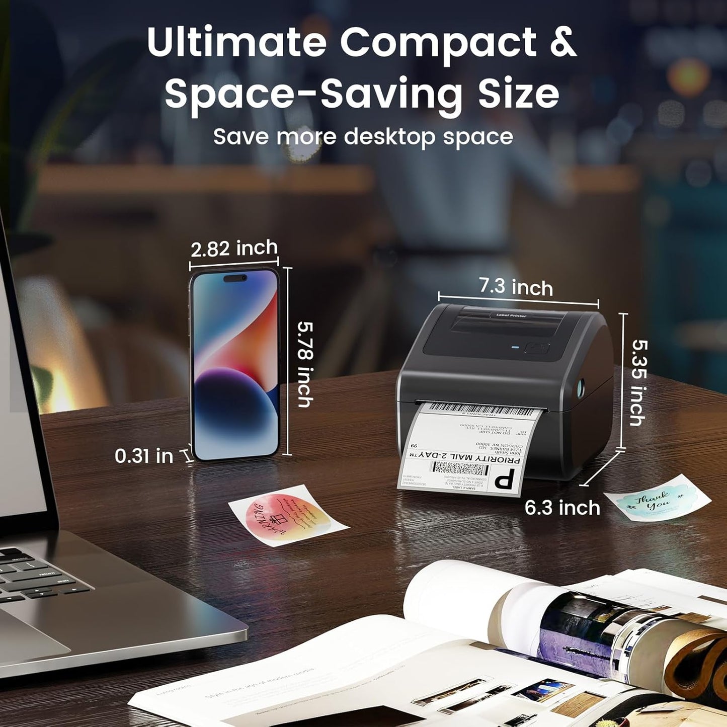 Bluetooth Shipping Label Printer 4x6 - D450BT Thermal Label Printer for Shipping Packages, Small Business, Home, Office, Compatible with Amazon, Ebay, Etsy, USPS