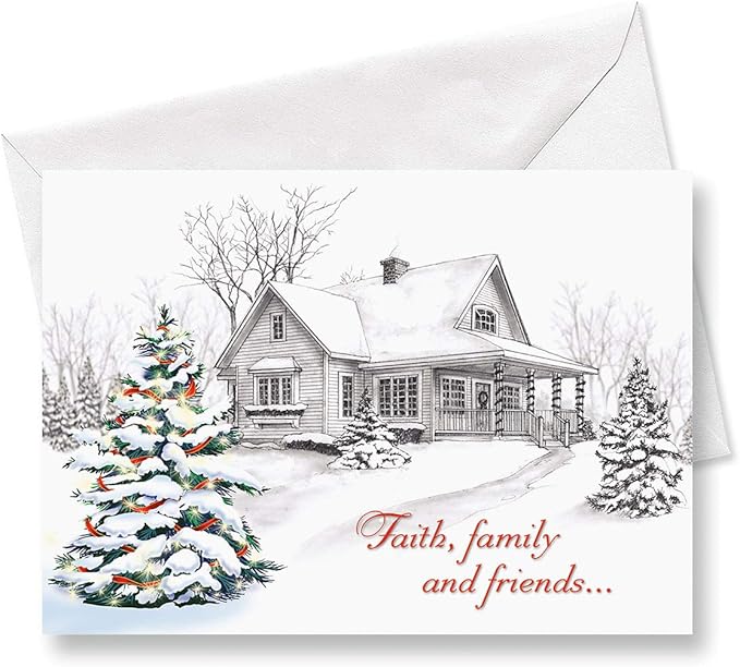 Current Winter Home Religious Christmas Cards with Envelopes - Set of 18 Large 5 x 7-Inch Folded Cards, Faith Holiday Greeting Card Value Pack