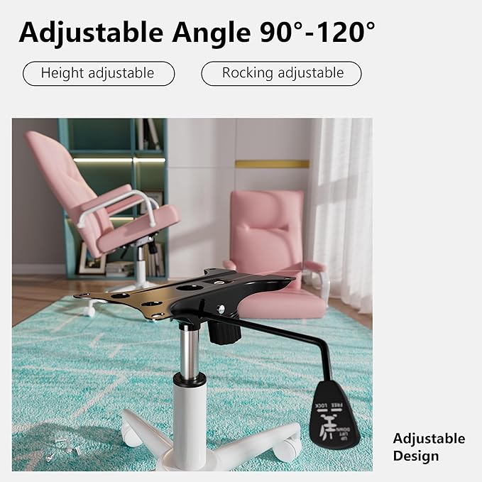 Pink Desk Chair, High Back Leather Executive Office Chair for Girl and Women, Adjustable Height Computer Desk Chairs with Wheels and Arms