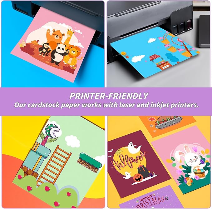 5" x 7" Cardstock, 200 Pack/20 Assorted Colors Colorful Thick Paper Cardstock Blank Colored Cards Stock for Invitations, Greeting Cards Making, Postcards, Photos, 250GSM Thick Paper Colorful