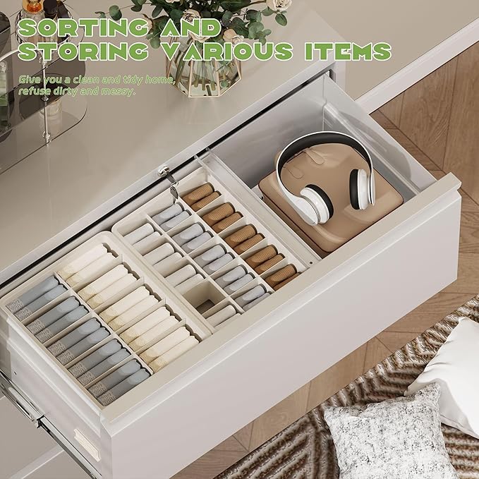 Superday Lateral File Cabinet 3 Drawer Metal File Cabinet with Lock, White Filing Cabinets for Home Office, Locking Filing Cabinets Hanging Files Letter/Legal/F4/A4