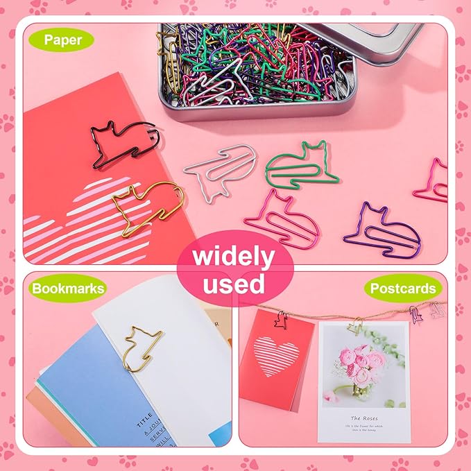 Outus Cat Office Supplies Cute Sticky Notes Paper Clips Gel Ink Pens Cartoon Stickers Party Favor for Cat Lovers Stationery School Office Supplies Desk Accessories(Funny Style)