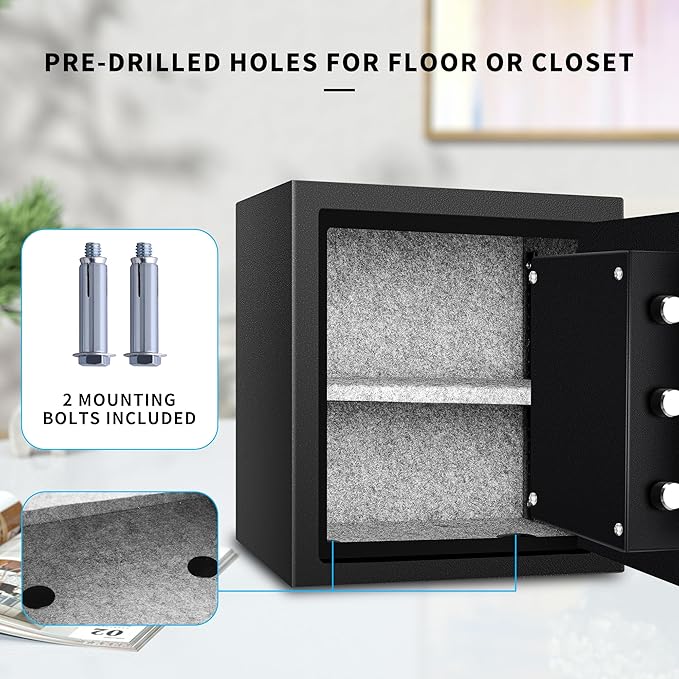 HSGCJS Fireproof Home safe-1.0 Cubic Feet,Digital Keypad Lock Security safe with Backup Key Lock,Fire Proof and waterproof Safe for for Money, Documents, Jewelry, Office, and Hotel Use