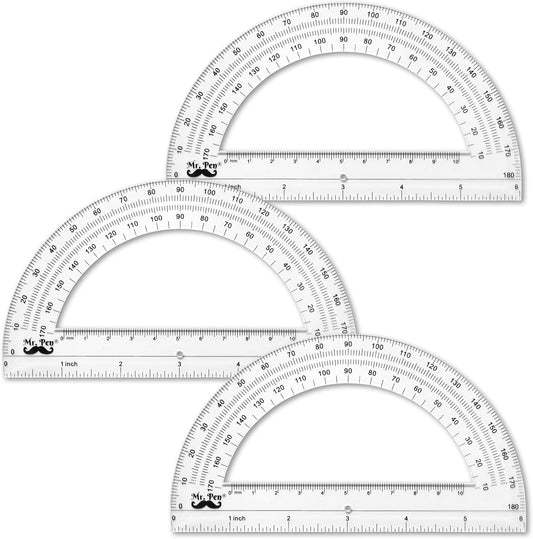 Mr. Pen Protractor, 6 Inches Protractor, Pack of 3