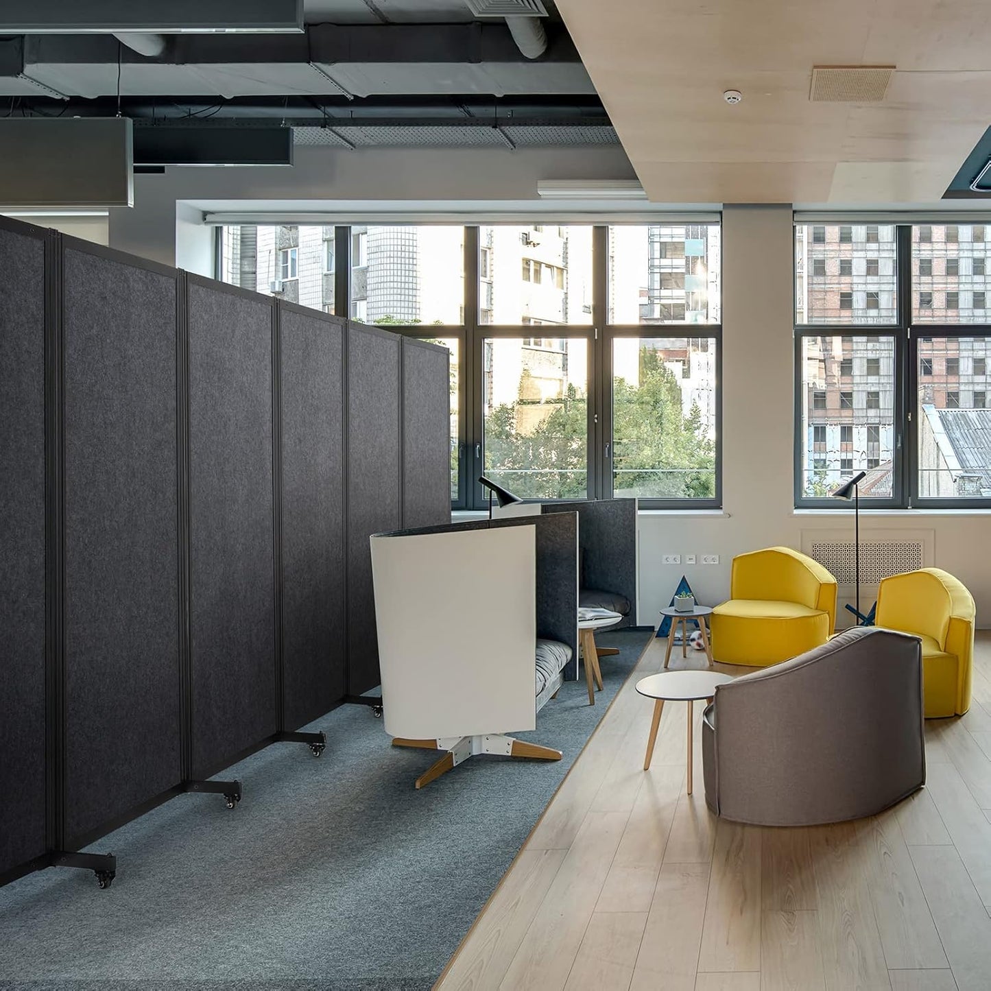 Room Partition,Office Divider,Portable Commercial Screen Dividers,Privacy Partition Separator,Classroom School Dividers, 12'7"L* 6'7"H,6 Panel,Grey