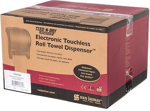 San Jamar Classic Tear-N-Dry Essence Plastic Paper Towel Dispenser, Towel Dispenser for Bathroom, 9.75 X 14.75 X 12.25 Inches, Black Pearl