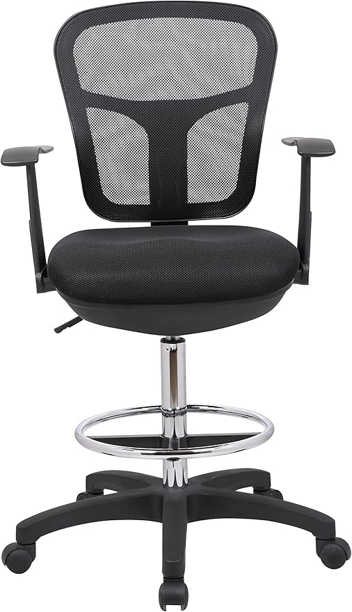 OfficeFactor Drafting Chair Tall Office Chair with Arms Executive Ergonomic Standing Desk Chair with Anti Scratch Wheels and Footrest